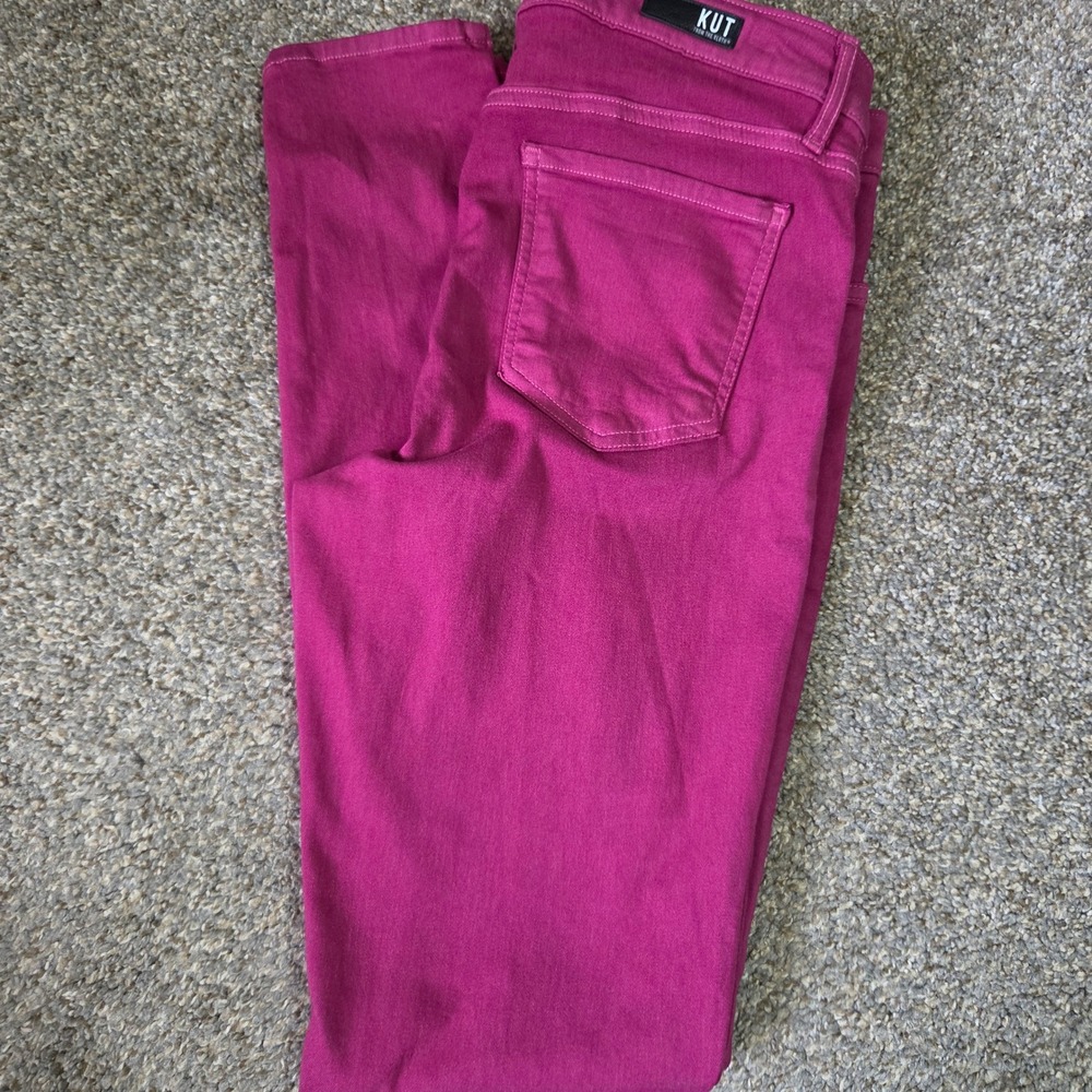 Kut from the Kloth Mia Toothpick Skinny Jeans Magenta Pink Size‎ 12 Womens Pants